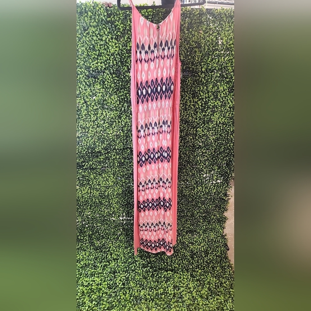 New York & Co Maxi Dress Pink Blue White Medium